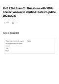 PNB 2265 Exam 2 &vert; Questions with 100&percnt;&NewLine;Correct Answers &vert; Verified &vert; Latest Update&NewLine;2026&sol;2027