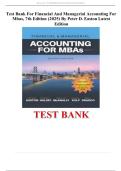 TEST BANK FOR Financial & Managerial Accounting for MBAs&comma; 5th Edition by Easton&comma; Halsey&comma; McAnally&comma; Hartgraves
