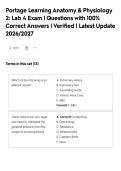 Portage Learning Anatomy & Physiology&NewLine;2&colon; Lab 4 Exam &vert; Questions with 100&percnt;&NewLine;Correct Answers &vert; Verified &vert; Latest Update&NewLine;2026&sol;2027