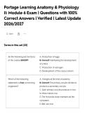 Portage Learning Anatomy & Physiology&NewLine;II&colon; Module 6 Exam &vert; Questions with 100&percnt;&NewLine;Correct Answers &vert; Verified &vert; Latest Update&NewLine;2026&sol;2027