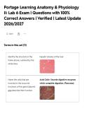 Portage Learning Anatomy & Physiology&NewLine;II&colon; Lab 6 Exam &vert; Questions with 100&percnt;&NewLine;Correct Answers &vert; Verified &vert; Latest Update&NewLine;2026&sol;2027