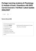 Portage Learning Anatomy & Physiology&NewLine;II&colon; Module 6 Exam &vert; Questions with 100&percnt;&NewLine;Correct Answers &vert; Verified &vert; Latest Update&NewLine;2026&sol;2027