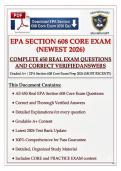 EPA SECTION 608 CORE EXAM AND PRACTICE EXAM&NewLine;NEWEST 2026 TEST BANK&vert; COMPLETE 650 REAL EXAM&NewLine;QUESTIONS AND CORRECT VERIFIED ANSWERS&sol;&NewLine;ALREADY GRADED A&plus;&vert; EPA SECTION 608 CORE&NewLine;EXAM PREP 2026 &lpar;MOST RECENT&excl;&excl;&rpar;