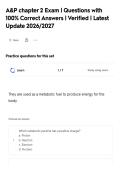 A&P chapter 2 Exam &vert; Questions with&NewLine;100&percnt; Correct Answers &vert; Verified &vert; Latest&NewLine;Update 2026&sol;2027
