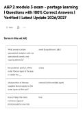 A&P 2 module 3 exam - portage learning&NewLine;&vert; Questions with 100&percnt; Correct Answers &vert;&NewLine;Verified &vert; Latest Update 2026&sol;2027
