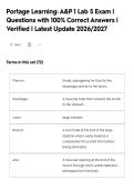 Portage Learning&colon; A&P 1 Lab 5 Exam &vert;&NewLine;Questions with 100&percnt; Correct Answers &vert;&NewLine;Verified &vert; Latest Update 2026&sol;2027