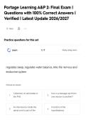 Portage Learning A&P 2&colon; Final Exam &vert;&NewLine;Questions with 100&percnt; Correct Answers &vert;&NewLine;Verified &vert; Latest Update 2026&sol;2027