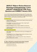 NUR 631 Midterm & Final&colon; Advanced Physiology & Pathophysiology BUNDLE &vert; Latest 2026&sol;2027 UPDATED ACTUAL Exam Questions and CORRECT Answers GCU