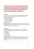 The Nurse Executive&comma; Advanced &lpar;NEA-BC&rpar; Certification Exam 2026 &vert; Complete Exam Review with Verified Questions&comma; Correct Answers & Rationales &vert; Graded A&plus;