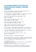 CALIFORNIA PERMIT TEST PRACTICE QUESTIONS AND CORRECT VERIFIED ANSWERS