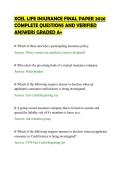 XCEL LIFE INSURANCE FINAL PAPER 2026&NewLine;COMPLETE QUESTIONS AND VERIFIED&NewLine;ANSWERS GRADED A&plus;