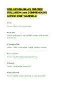 XCEL LIFE INSURANCE PRACTICE&NewLine;EVALUATION 2026 COMPREHENSIVE&NewLine;ANSWER SHEET GRADED A&plus;