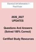 Electrical Job Information 1 Final Exam PDF &vert; Complete Study Guide & Practice Review &lpar;2026&ndash;2027&rpar;