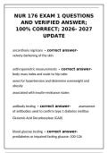 NUR 176 Exam 1 questions and verified answer&semi; 100- correct&semi; 2026- 2027 update