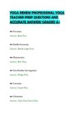 YOGA RENEW PROFESSIONAL YOGA&NewLine;TEACHER PREP QUESTIONS AND&NewLine;ACCURATE ANSWERS GRADED A&plus;