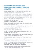 CALIFORNIA DMV PERMIT TEST QUESTIONS AND CORRECT VERIFIED ANSWERS