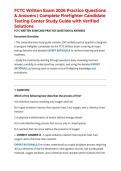 FCTC Written Exam 2026 Practice Questions & Answers &vert; Firefighter Candidate Testing Center Study Guide with Verified Solutions & Exam Prep