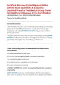 Certified Revenue Cycle Representative &lpar;CRCR&rpar; Exam Questions & Answers &vert; Updated Practice Test Bank & Study Guide for Healthcare Revenue Cycle Certification