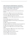 COSO Framework&comma; Risk Management&comma; and Internal&NewLine;Controls for Business Processes Exam Questions and&NewLine;Answers &vert; latest Update &vert; 100&percnt; Correct&period;&NewLine;COSO - Committee of Sponsoring Organizations&NewLine;COSO Purpose -