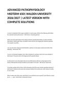 ADVANCED PATHOPHYSIOLOGY MIDTERM 6501 WALDEN UNIVERSITY 2026&sol;2027 &vert; LATEST VERSION WITH COMPLETE SOLUTIONS&NewLine;