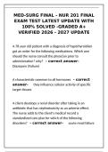 NUR 201 Med-Surg Final Exam&colon; Latest Q&A &vert; A&plus; Verified 2026-2027&NewLine;&NewLine;