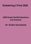 Embalming 2 Final Exam 2026 &ndash; Complete Study Guide&comma; Practice Questions & Revision Notes