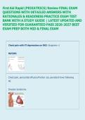 First Aid Rapid &lpar;PEDIATRICS&rpar; Review FINAL EXAM &NewLine;QUESTIONS WITH DETAILED ANSWERS WITH &NewLine;RATIONALES & READINESS PRACTICE EXAM TEST &NewLine;BANK WITH A STUDY GUIDE &vert; LATEST UPDATED AND &NewLine;VERIFIED FOR GUARANTEED PASS 2026-2027 BEST &NewLine;EXAM PREP BOTH MID & FINAL EXA