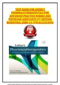 Lehne&rsquo;s Pharmacotherapeutics for Advanced Practice Nurses and Physician Assistants &lpar;2nd Edition&rpar; by Laura D&period; Rosenthal &lpar;ISBN 978-0323554954&rpar; &mdash; Complete Test Bank with Questions and Answers for Advanced Pharmacology and Therapeutic Management