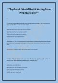&ast;&ast;Psychiatric Mental Health Nursing Exam &NewLine;Prep&colon; Questions &ast;&ast;