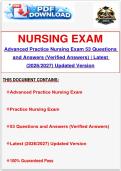 Advanced Practice Nursing Exam 53 Questions and Answers &lpar;Verified Answers&rpar; &vert; Latest &lpar;2026&sol;2027&rpar; Updated Version