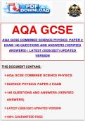 AQA GCSE COMBINED SCIENCE PHYSICS PAPER 2 EXAM 146 QUESTIONS AND ANSWERS &lpar;VERIFIED ANSWERS&rpar; &vert; LATEST &lpar;2026&sol;2027&rpar; UPDATED VERSION