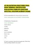 ATI RN NUTRITION PROCTORED FINAL EXAM TERMINAL CERTIFICATION EVALUATION
