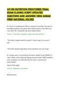 ATI RN NUTRITION PROCTORED FINAL EXAM CLOSING SCRIPT UPDATED QUESTIONS AND