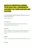 BACKFLOW PREVENTION ASSEMBLY TESTER EXAM FINAL COMPREHENSIVE ASSESSMENT TEST PAPER