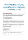 NUR 265 Medical-Surgical Nursing Exam 3 Galen College ACTUAL EXAM 2026&sol;2027 &vert; Complete Exam-Style Q&A &vert; Verified Q&A &vert; Pass Guaranteed - A&plus; Graded