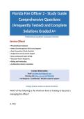 Florida Fire Officer 2 - Study Guide Comprehensive Questions &lpar;Frequently Tested&rpar; and Complete Solutions Graded A&plus; Package Deal