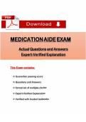 MEDICATION AIDE CERTIFICATION EXAM&comma; 2025&ndash;2026 VERIFIED PRACTICE QUESTIONS AND ANSWERS WITH COMPREHENSIVE PHARMACOLOGY AND PATIENT CARE REVIEW A&plus; VERIFIED LATEST VERSION