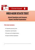 MEDICATION AIDE STATE TEST QUESTIONS AND ANSWERS&comma; 2025&ndash;2026 VERIFIED EXAM PREPARATION MATERIAL WITH DETAILED RATIONALES AND MEDICATION ADMINISTRATION REVIEW A&plus; ALREADY GRADED LATEST VERSION