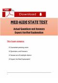 MEDICATION AIDE STATE TEST QUESTIONS AND ANSWERS&comma; 2025&ndash;2026 VERIFIED EXAM PREPARATION MATERIAL WITH DETAILED RATIONALES AND MEDICATION ADMINISTRATION REVIEW A&plus; ALREADY GRADED LATEST VERSION