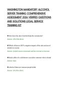 WASHINGTON MANDATORY ALCOHOL&NewLine;SERVER TRAINING COMPREHENSIVE&NewLine;ASSESSMENT 2026 VERIFIED QUESTIONS&NewLine;AND SOLUTIONS LEGAL SERVICE&NewLine;TRAINING KIT