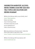 WASHINGTON MANDATORY ALCOHOL&NewLine;SERVER TRAINING EXAM PREP 2026 HIGH&NewLine;YIELD TOPICS AND SOLUTIONS SAFE&NewLine;SERVING ROADMAP
