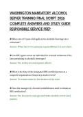 WASHINGTON MANDATORY ALCOHOL&NewLine;SERVER TRAINING FINAL SCRIPT 2026&NewLine;COMPLETE ANSWERS AND STUDY GUIDE&NewLine;RESPONSIBLE SERVICE PREP&NewLine;