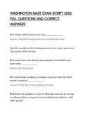 WASHINGTON MAST EXAM SCRIPT 2026&NewLine;FULL QUESTIONS AND CORRECT&NewLine;ANSWERS