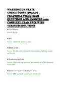 WASHINGTON STATE&NewLine;COSMETOLOGY BOARDS&NewLine;PRACTICAL STEPS EXAM&NewLine;QUESTIONS AND ANSWERS 2026&NewLine;COMPLETE EXAM PREP WITH&NewLine;VERIFIED SOLUTIONS