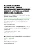 WASHINGTON STATE&NewLine;COSMETOLOGY BOARDS&NewLine;PRACTICAL STEPS QUESTIONS AND&NewLine;CORRECT ANSWERS 2026 LATEST&NewLine;PREP GUIDE VERIFIED A&plus;