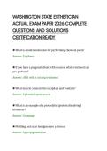 WASHINGTON STATE ESTHETICIAN&NewLine;ACTUAL EXAM PAPER 2026 COMPLETE&NewLine;QUESTIONS AND SOLUTIONS&NewLine;CERTIFICATION READY