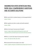 WASHINGTON STATE ESTHETICIAN FINAL&NewLine;PAPER 2026 COMPREHENSIVE QUESTIONS&NewLine;AND ACCURATE SOLUTIONS