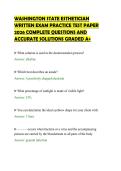 WASHINGTON STATE ESTHETICIAN&NewLine;WRITTEN EXAM PRACTICE TEST PAPER&NewLine;2026 COMPLETE QUESTIONS AND&NewLine;ACCURATE SOLUTIONS GRADED A&plus;