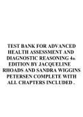 Test Bank for Advanced Health Assessment and Diagnostic Reasoning 4th Edition by Rhoads and Petersen Complete Chapters Exam Review Questions
