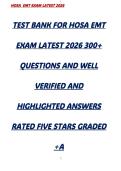 TEST BANK FOR HOSA EMT EXAM LATEST 2026 300&plus; QUESTIONS AND WELL VERIFIED AND HIGHLIGHTED ANSWERS RATED FIVE STARS GRADED A&plus;